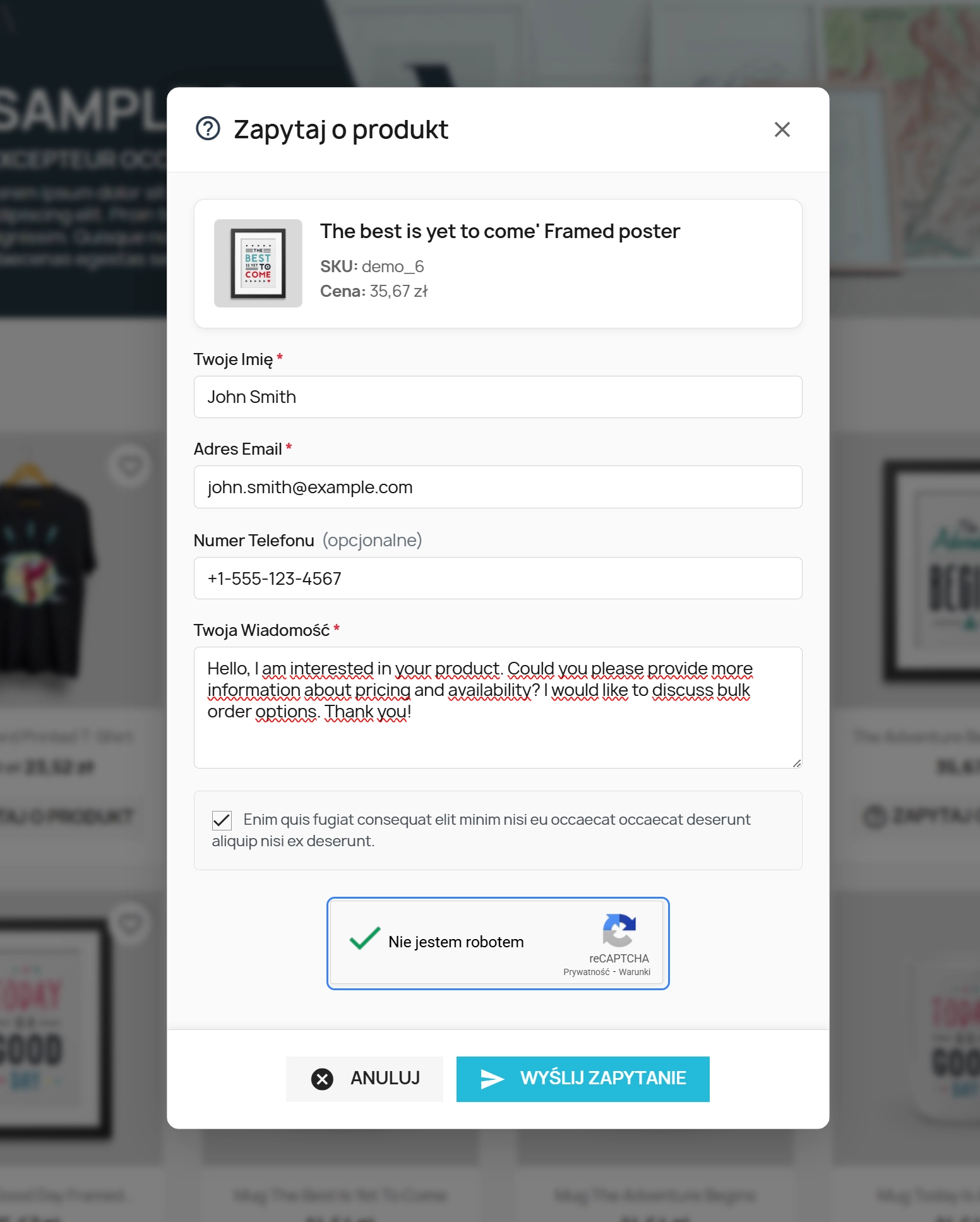 Ask about product / price (PRO)