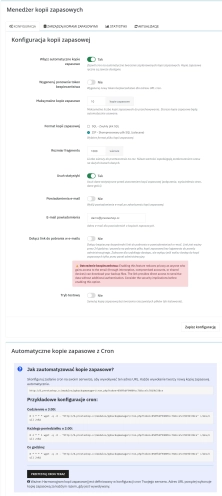 Backup Manager — kopie zapasowe bazy danych dla PrestaShop