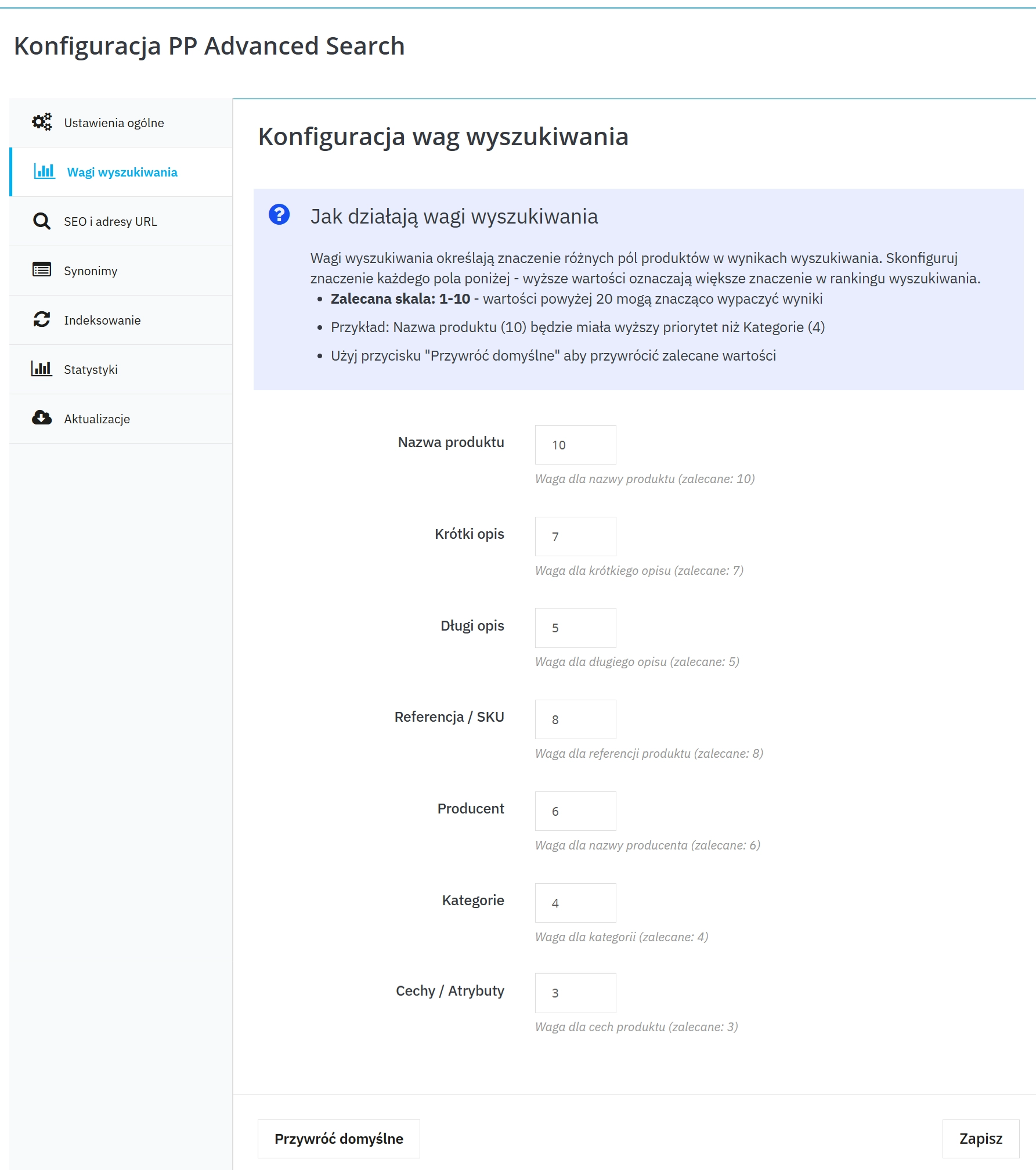 Zaawansowane wyszukiwanie dla PrestaShop