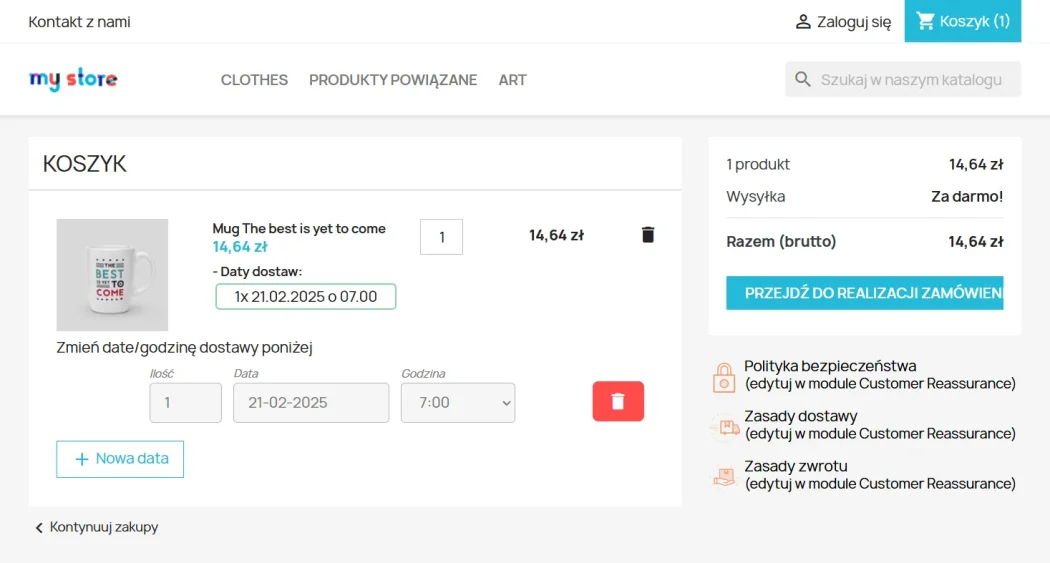 Moduł PrestaShop – Wybór Daty i Godziny Dostawy dla Zamówień