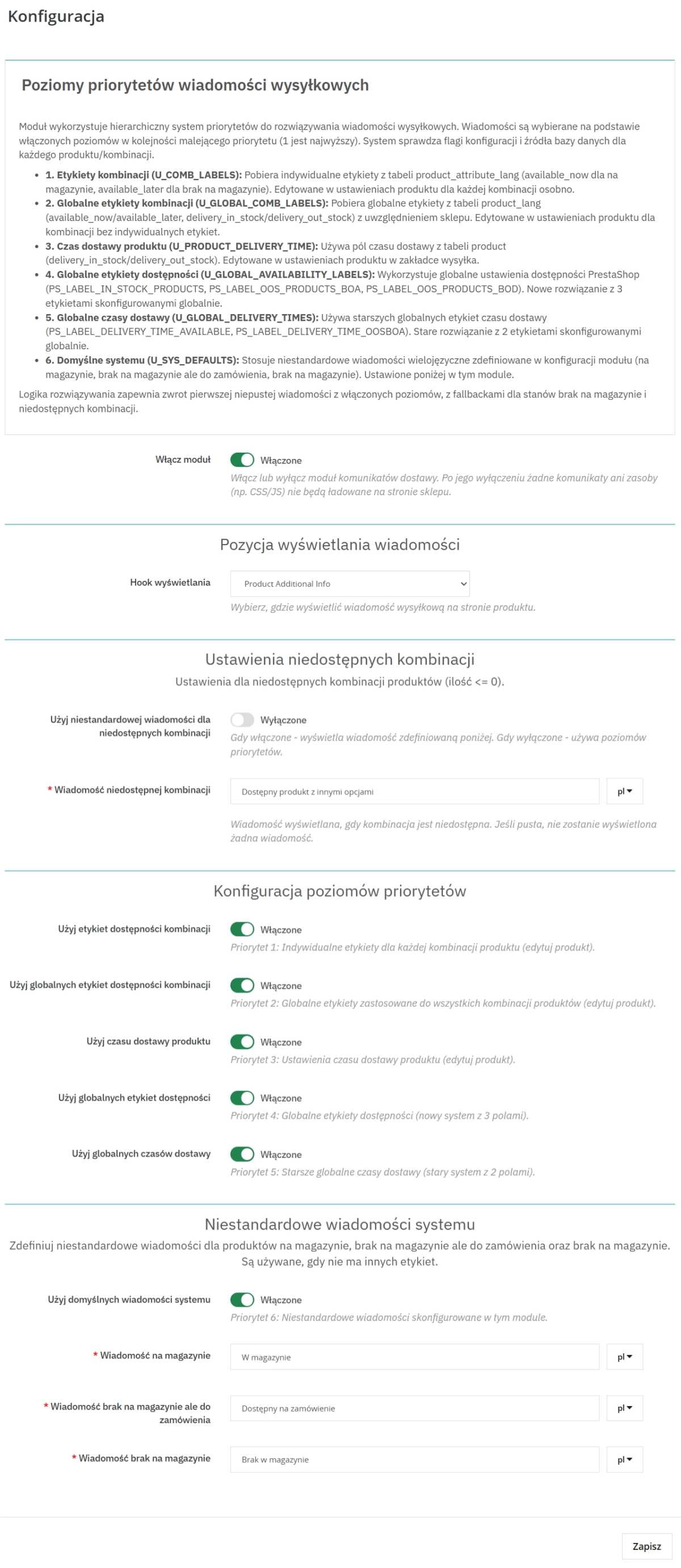 Product Availability Labels for Products and Combinations in PrestaShop