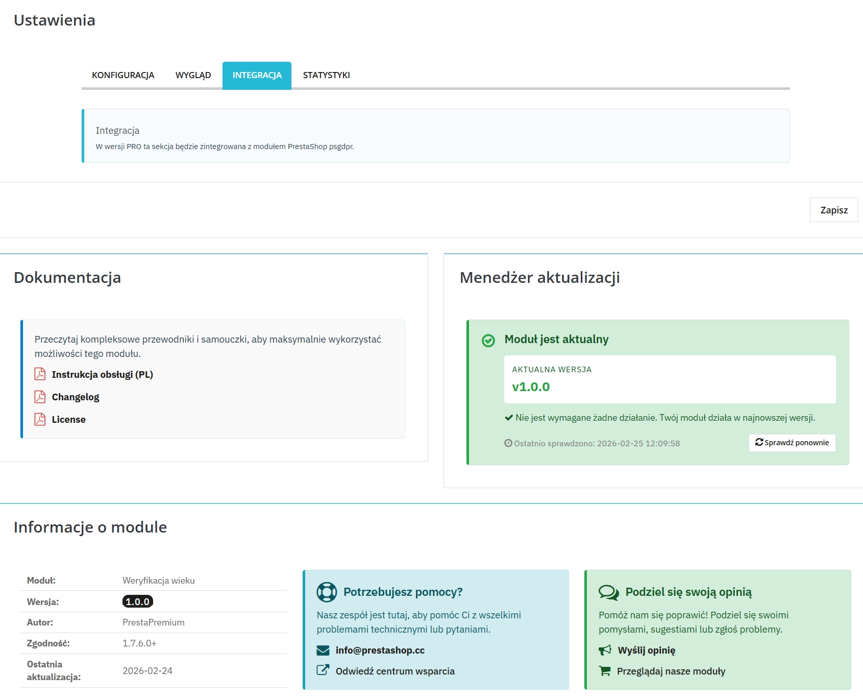 PrestaShop Age Verification Module (Age Gate) - Standard Version