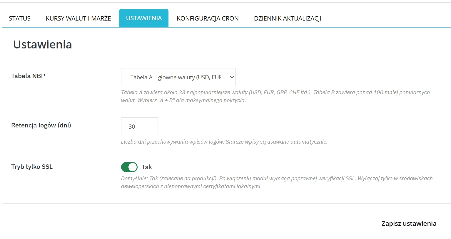 Automatyczne kursy walut NBP PrestaShop + Marże | Moduł