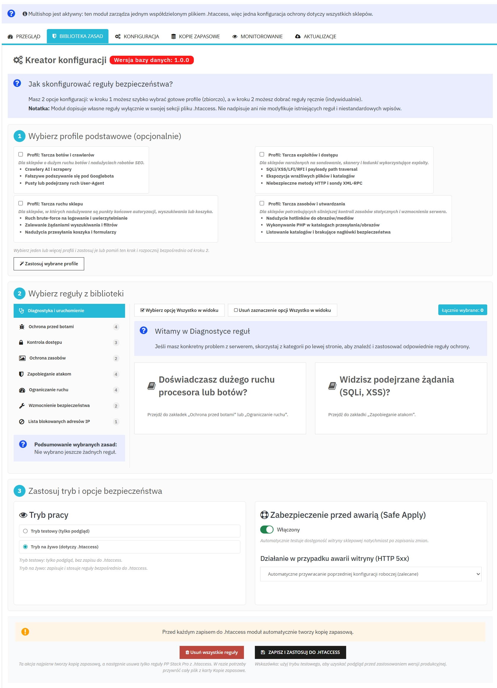 Advanced PrestaShop traffic and performance optimization generator (htaccess)