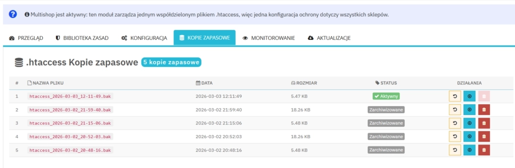 Zaawansowany generator optymalizacji ruchu i wydajności PrestaShop (htaccess)
