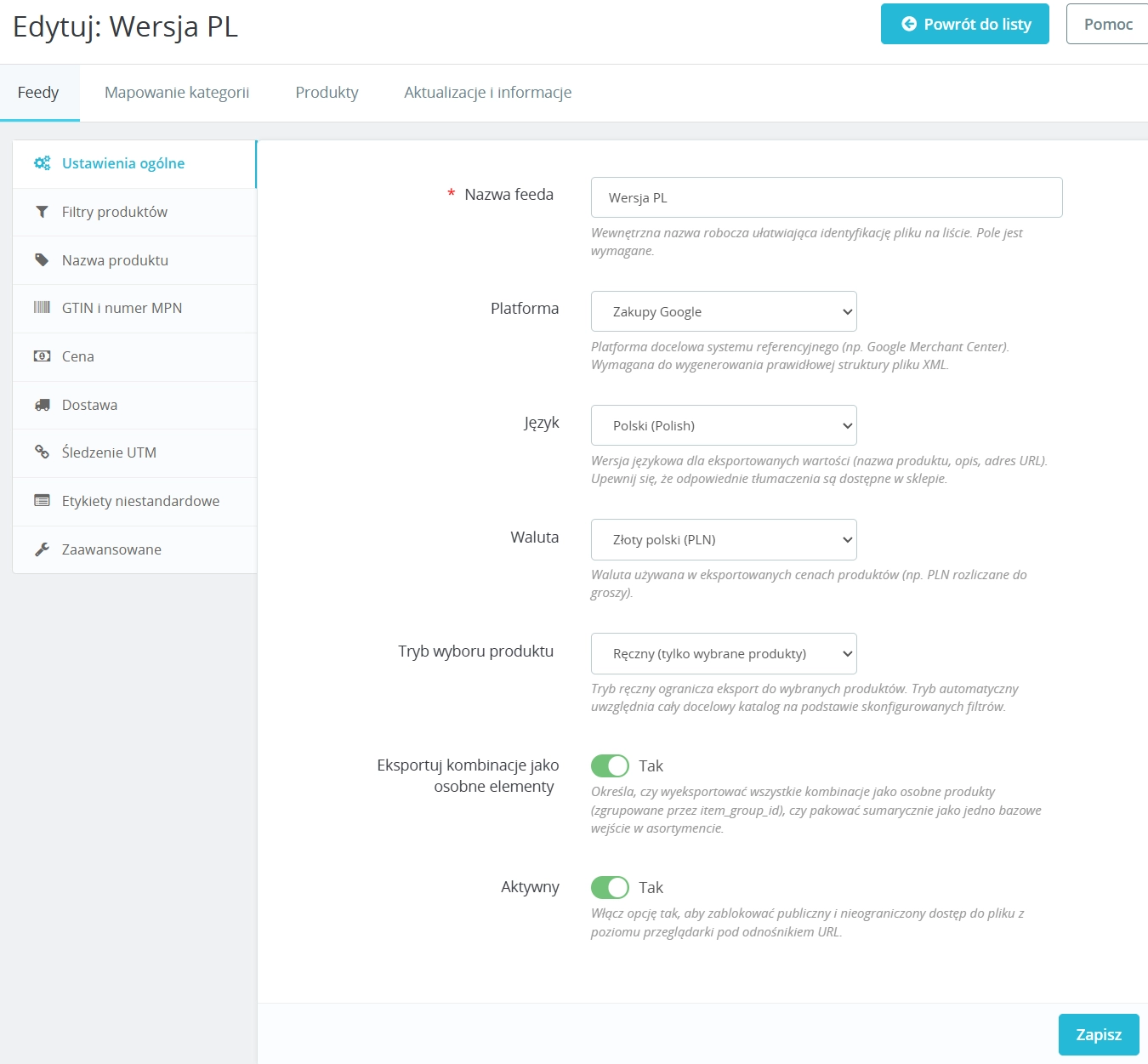 Product Feed – Google Shopping dla PrestaShop (Wersja Pro)