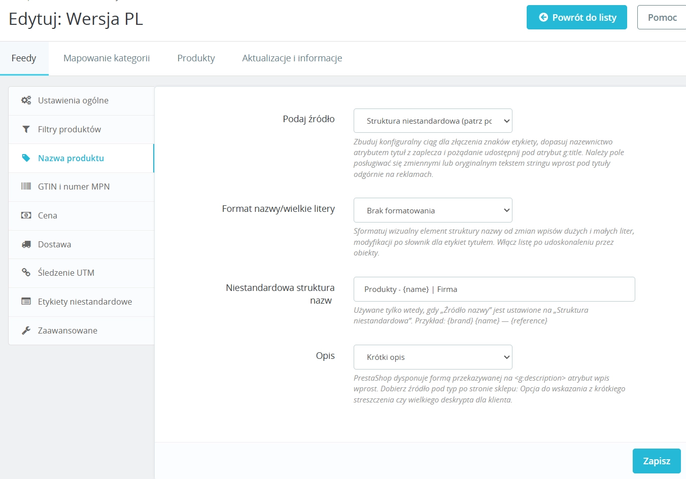 Product Feed – Google Shopping dla PrestaShop (Wersja Pro)