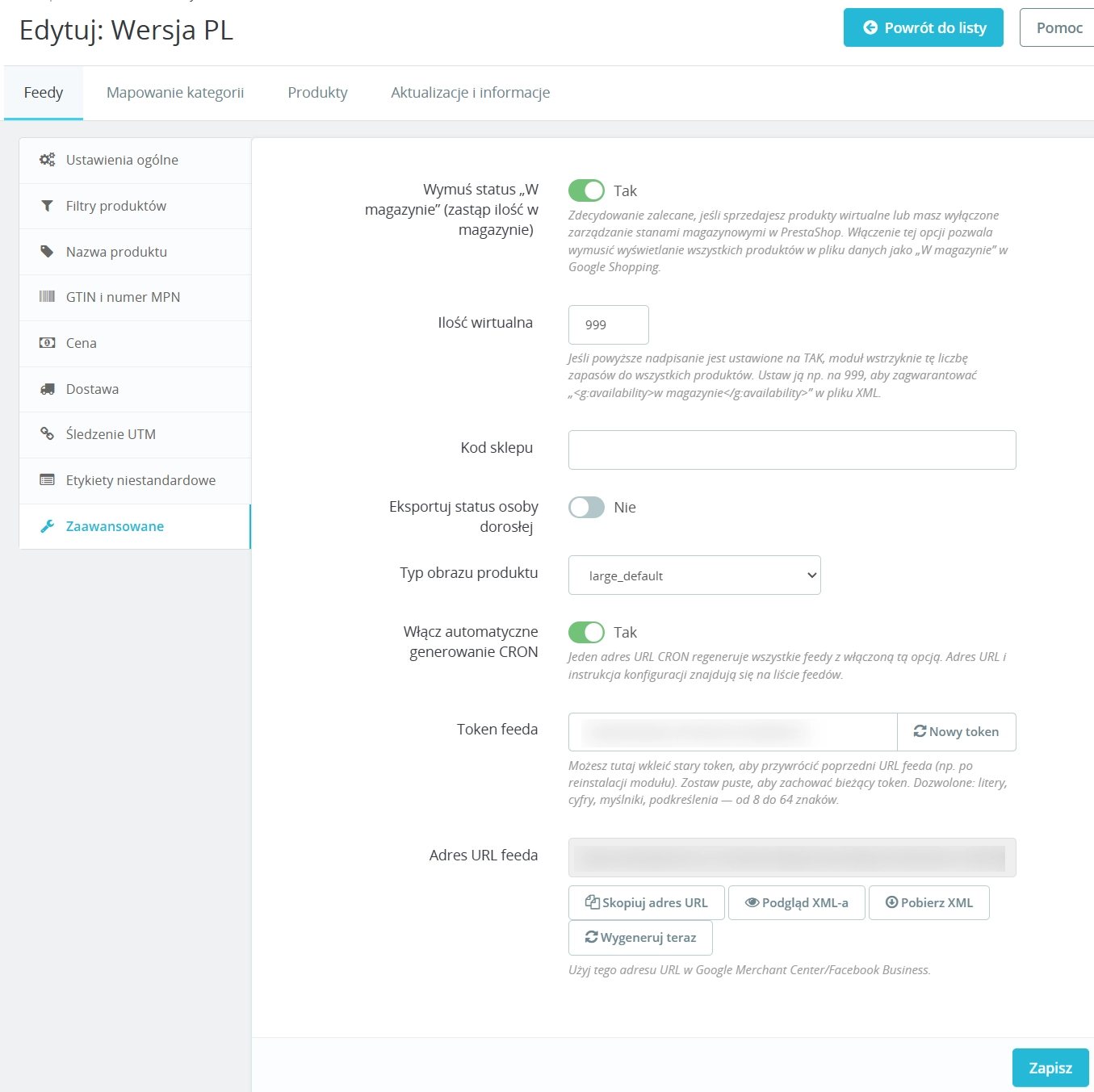 Product Feed – Google Shopping dla PrestaShop (Wersja Pro)