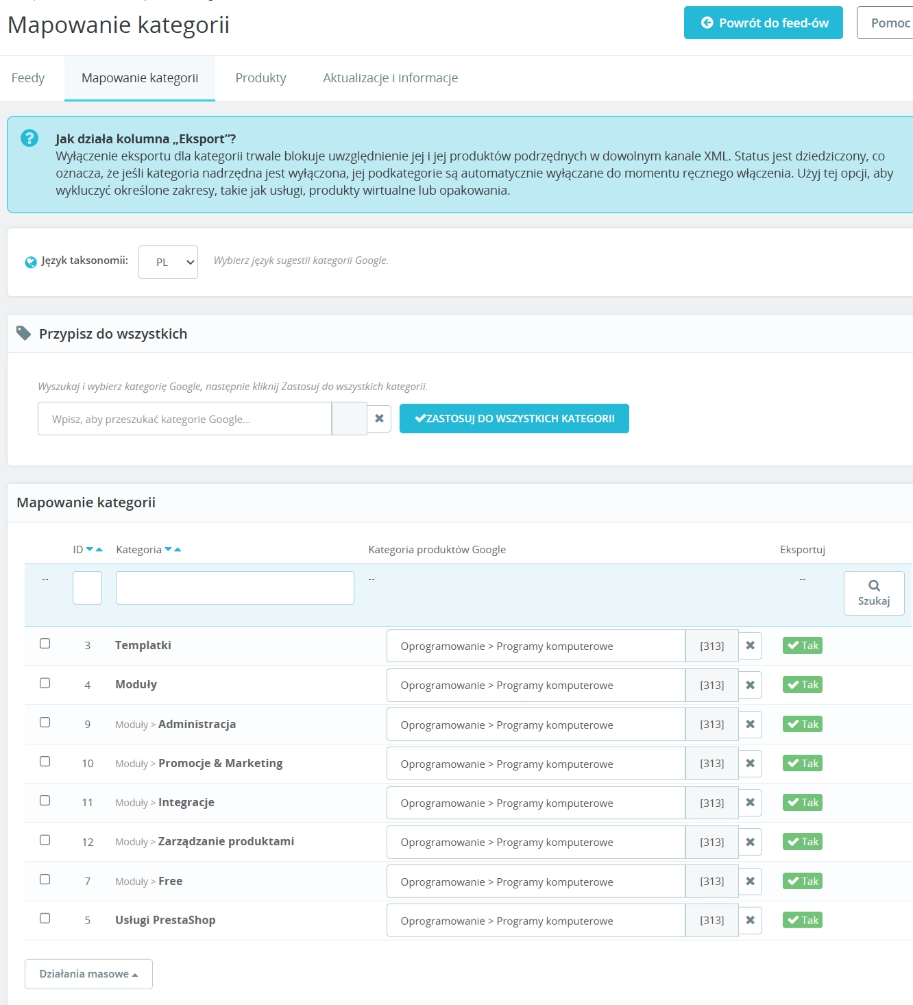 Product Feed – Google Shopping dla PrestaShop (Wersja Pro)