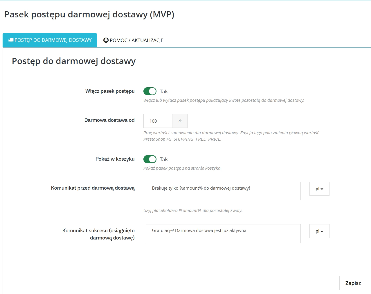 Free Shipping Progress Bar for PrestaShop (Free Version)