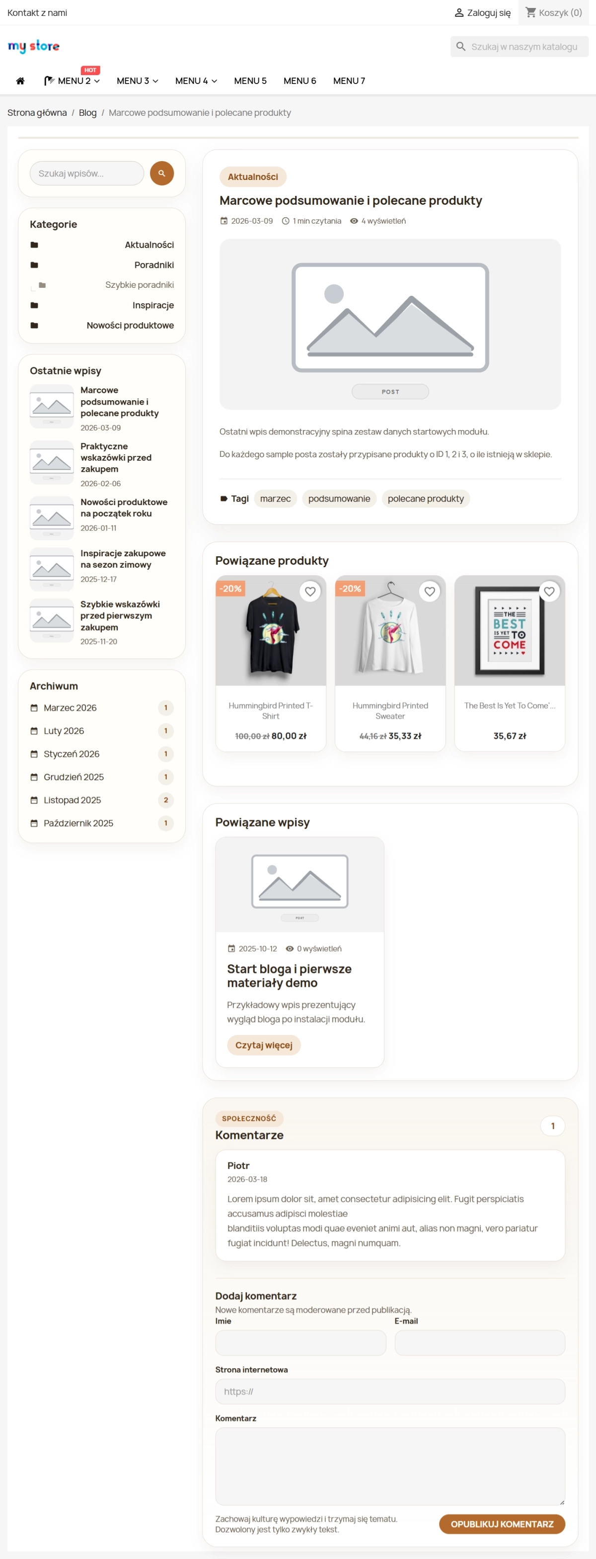 Moduł bloga PrestaShop z SEO, workflow i komentarzami