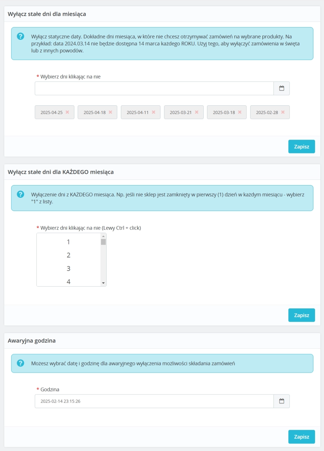 Selecting Delivery Date and Time for Orders