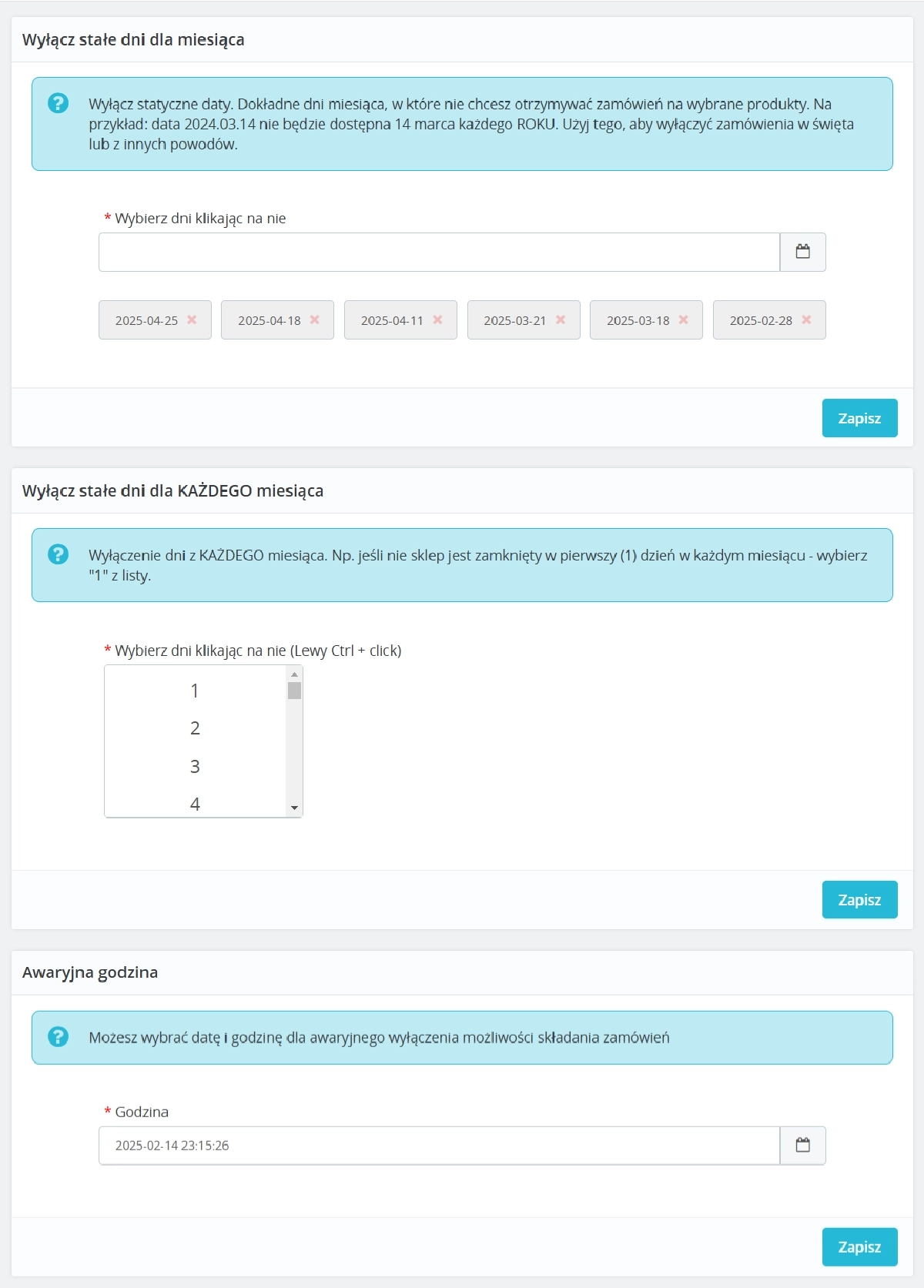 Selecting Delivery Date and Time for Orders