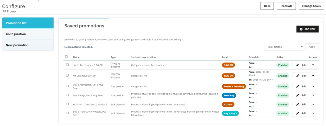 PrestaShop promotion module - Buy X Get Y, free gifts and basket discounts