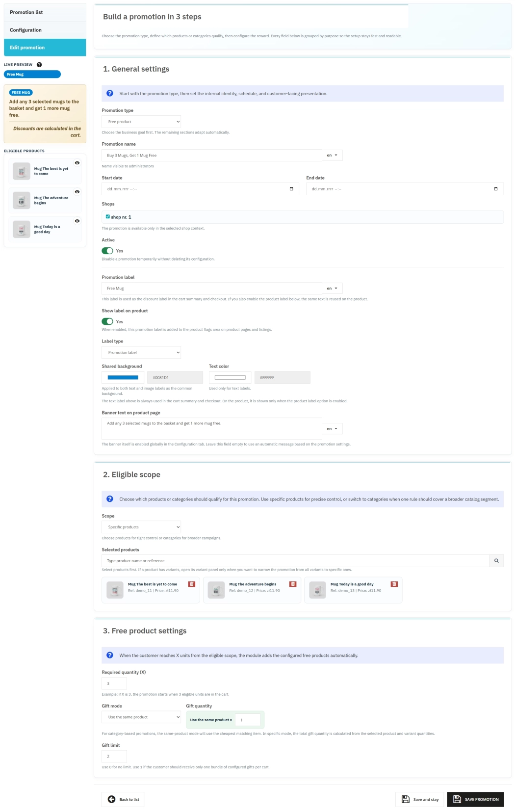Moduł Promocji PrestaShop: Gratisy, Rabaty Ilościowe i Akcje Kup X, Odbierz Y, Rabaty na Kategorie