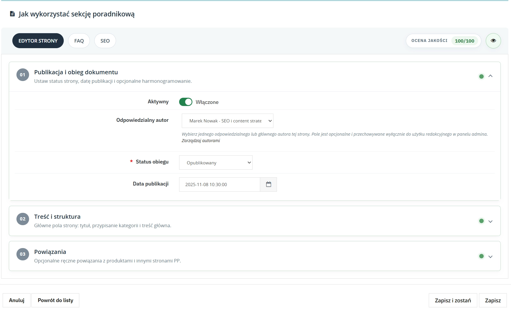 System stron PrestaShop – kategorie, FAQ i JSON-LD