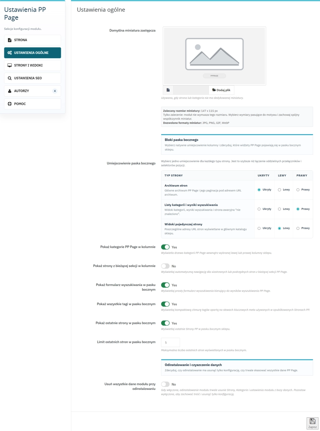 System stron PrestaShop – kategorie, FAQ i JSON-LD