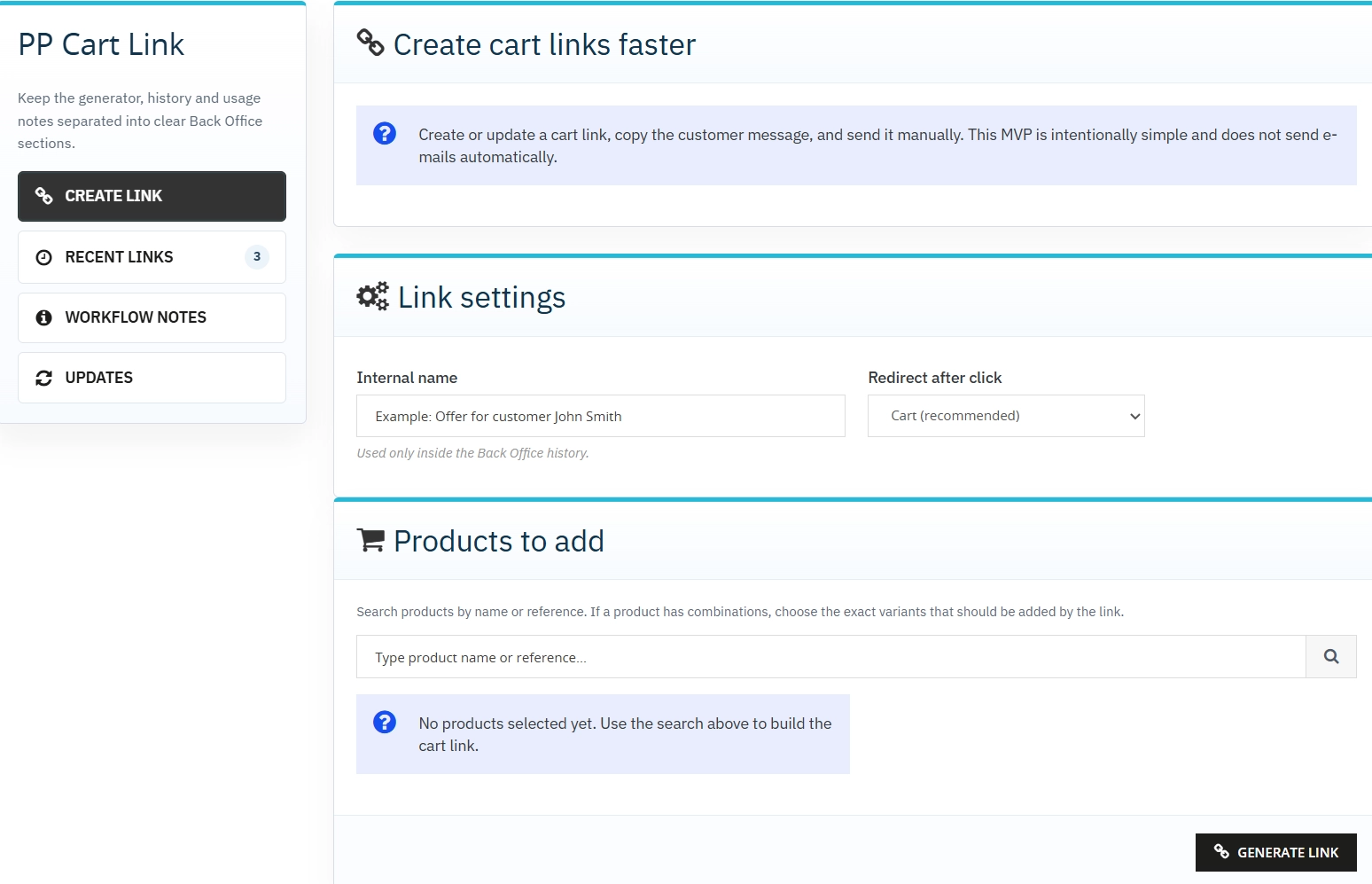 Link do gotowego koszyka w PrestaShop | wersja bezpłatna