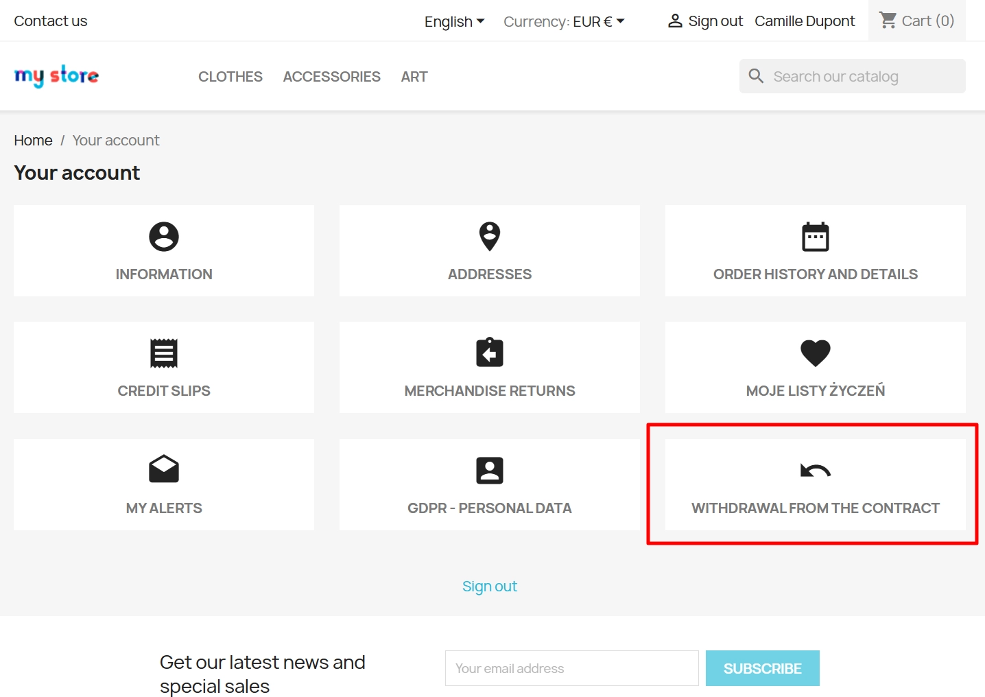 PrestaShop withdrawal module for full and partial returns