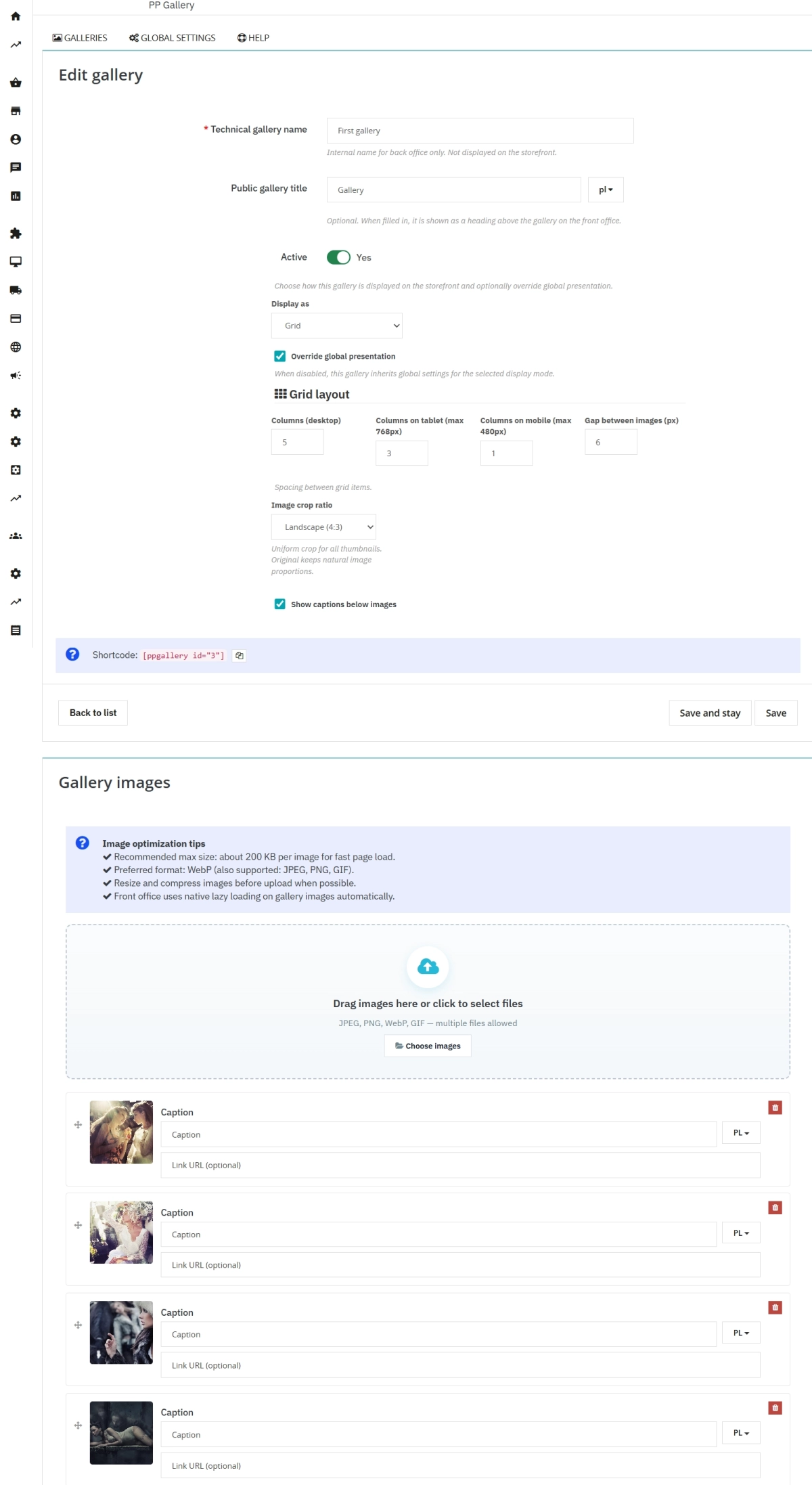 Moduł Galerii PrestaShop – Karuzele, Siatki i Shortcode