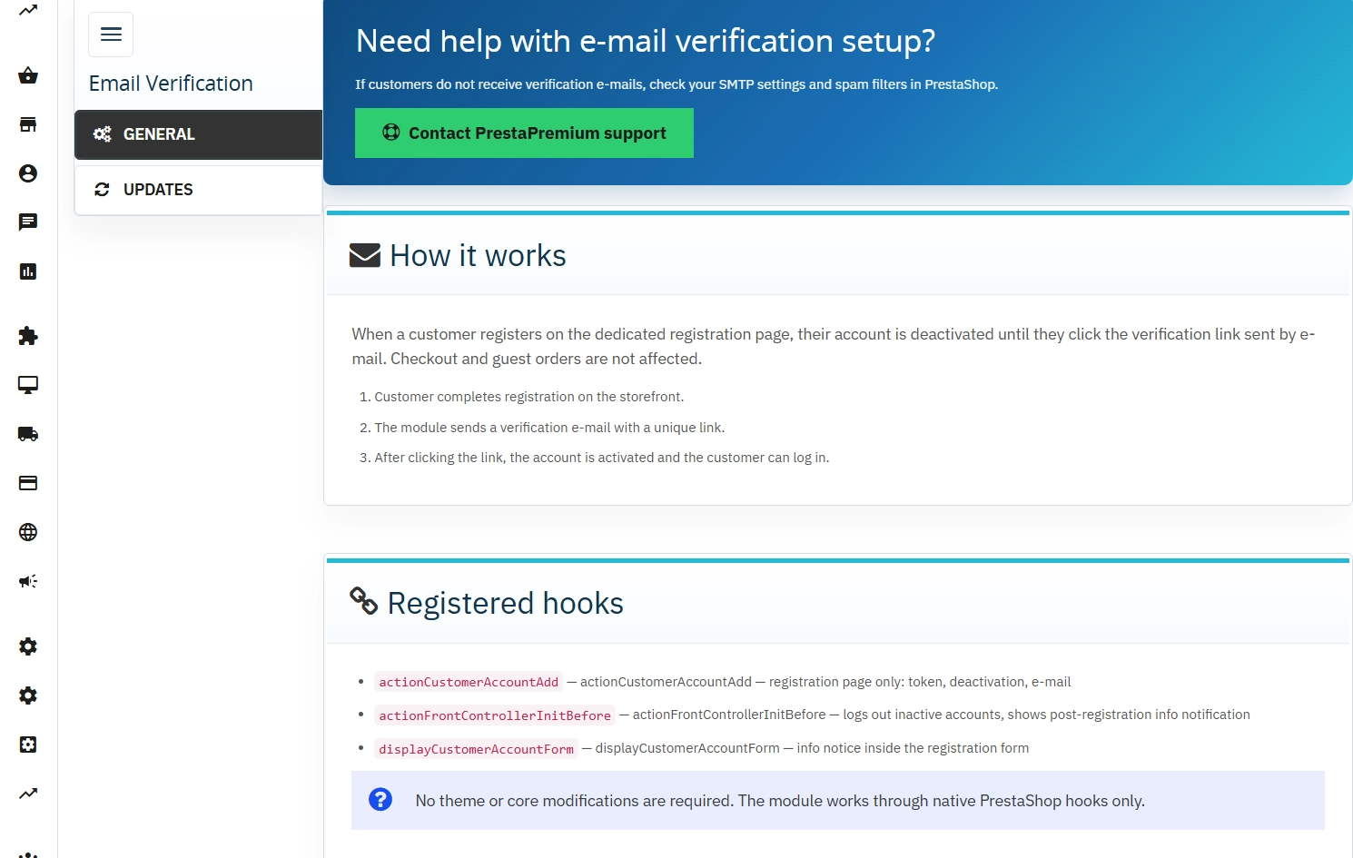 Customer Email Verification PrestaShop - Free Module