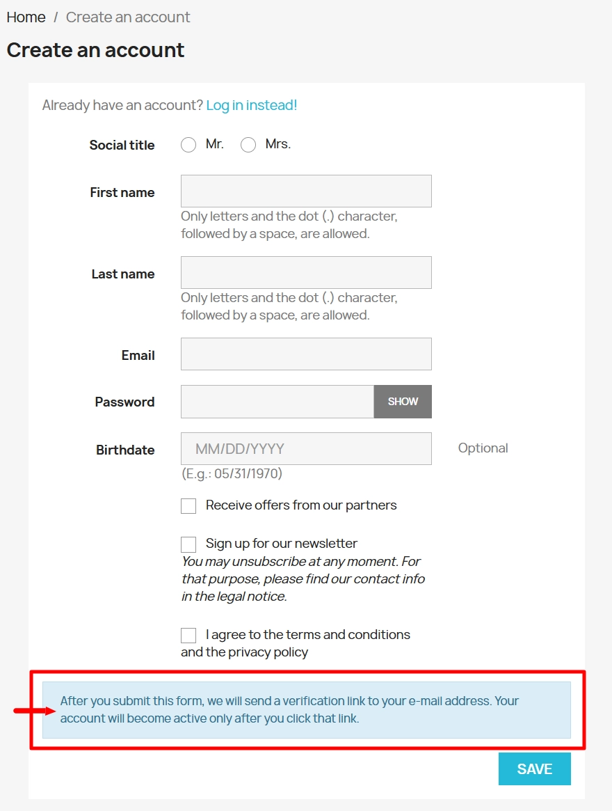 Customer Email Verification PrestaShop - Free Module