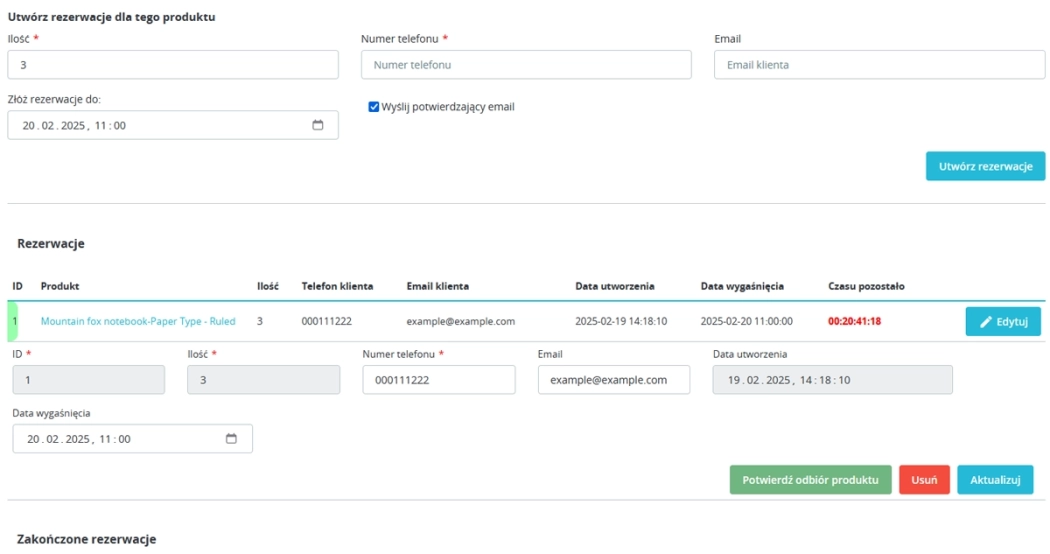 Reservation of product variants - a tool for PrestaShop administrators