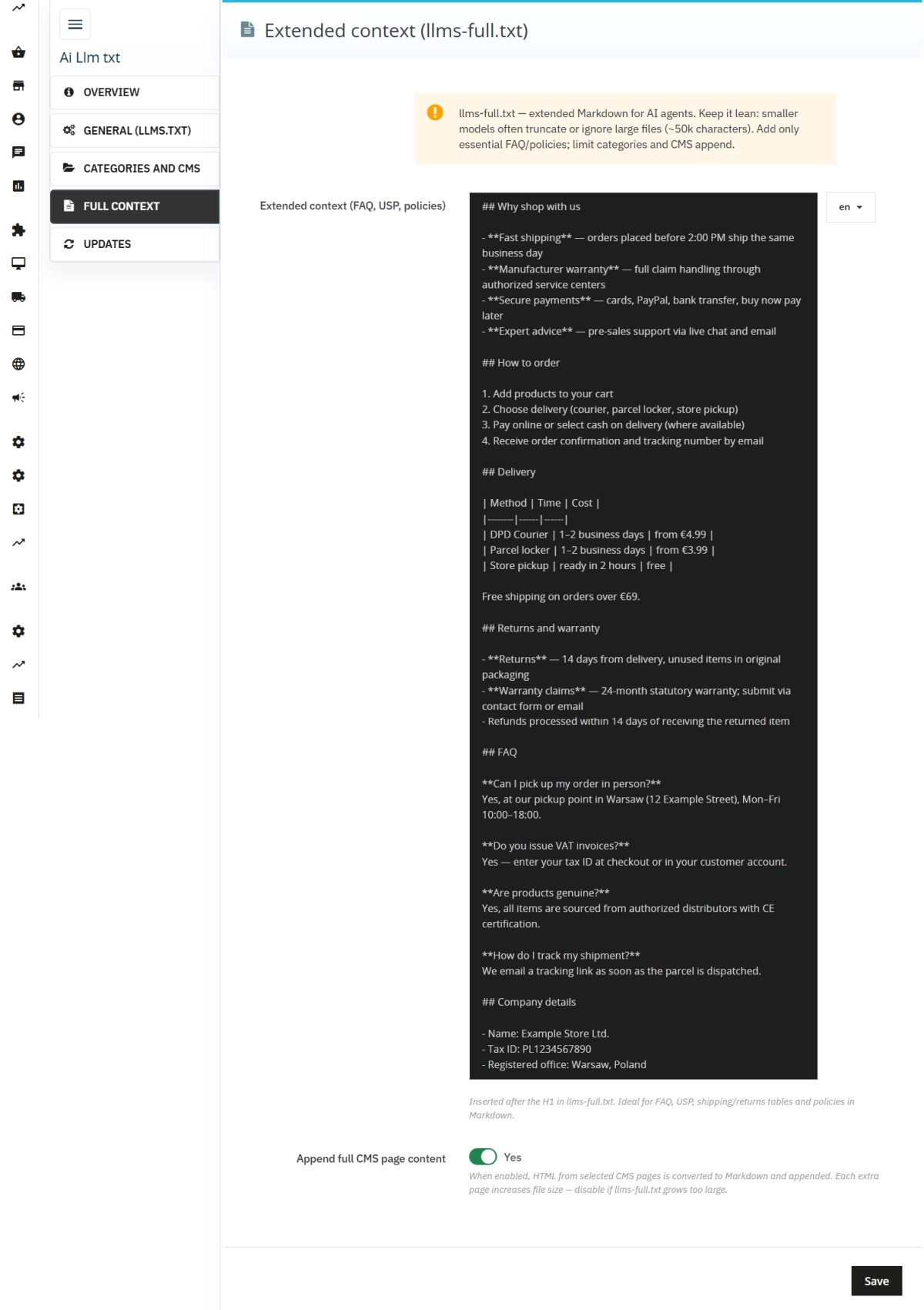 llms.txt for PrestaShop — Dynamic AI & GEO Module