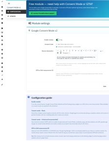 Baner cookies i Consent Mode v2 PrestaShop (free)