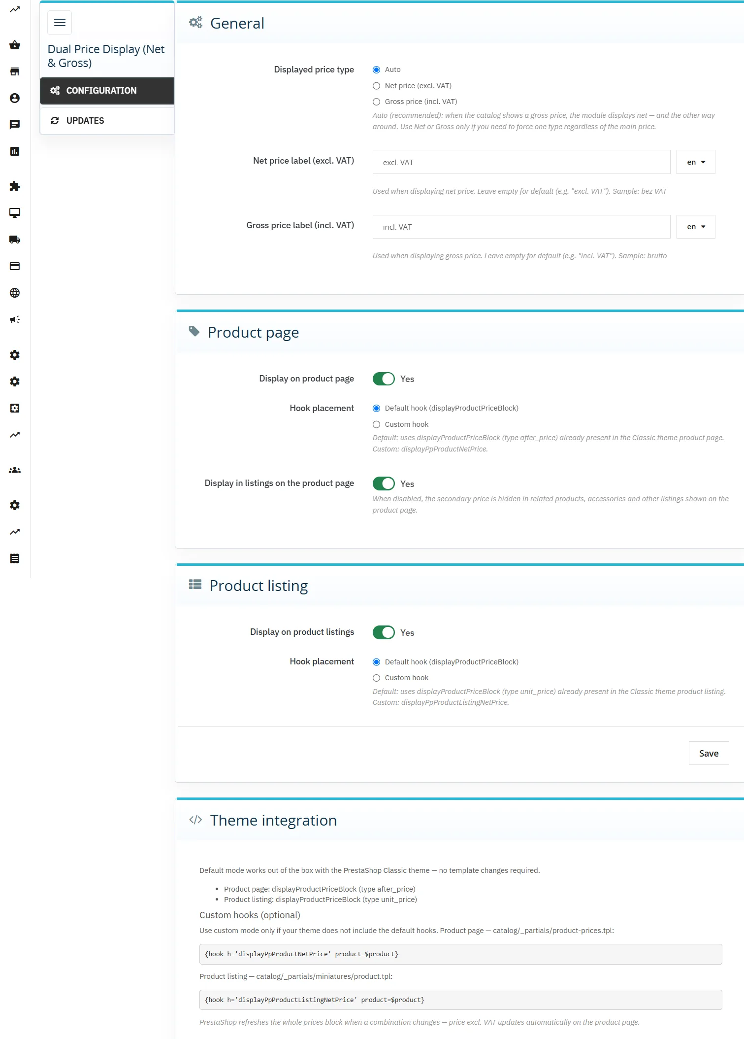 Dual Price Display — Cena Netto i Brutto PrestaShop