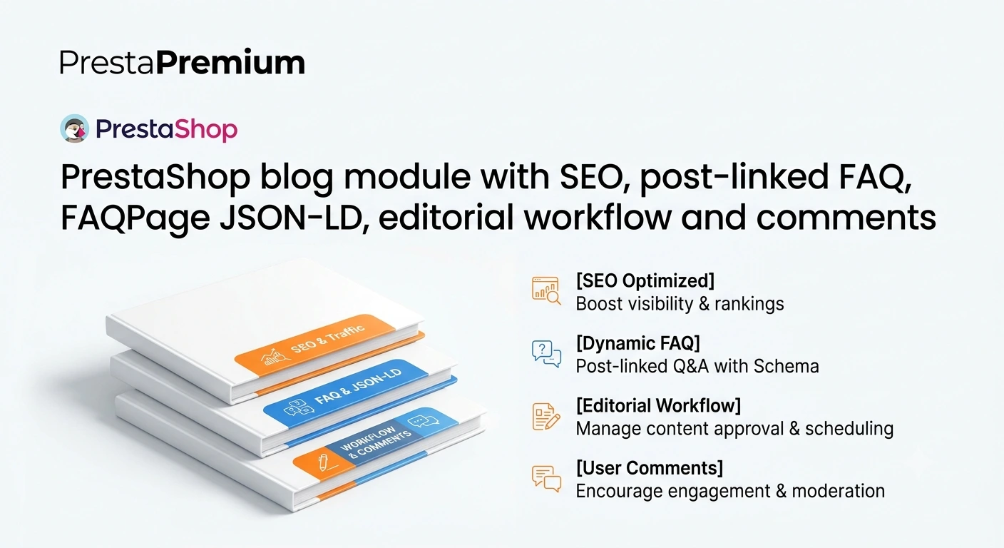 Moduł bloga PrestaShop z SEO, FAQ, workflow i komentarzami