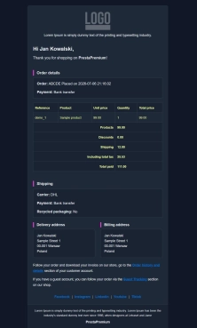 Szablony e-mail PrestaShop + Konfiguracja