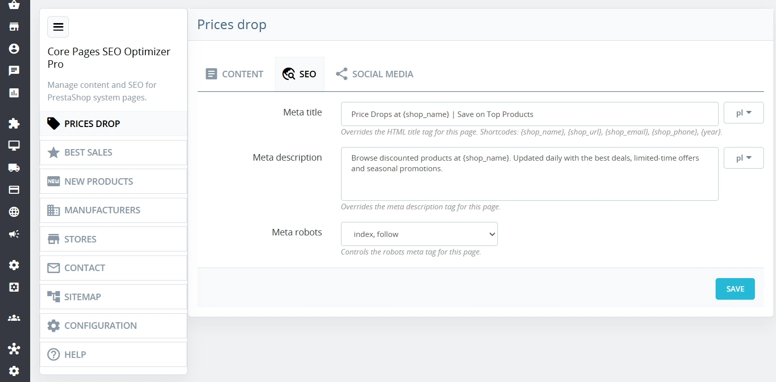 HTML Descriptions and SEO for PrestaShop Promo & New Pages