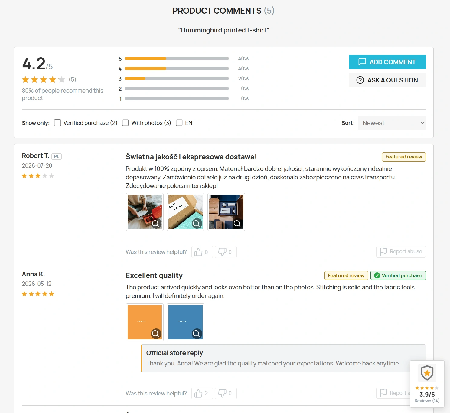PrestaShop Product Reviews Module – Widget, Photos, Vouchers