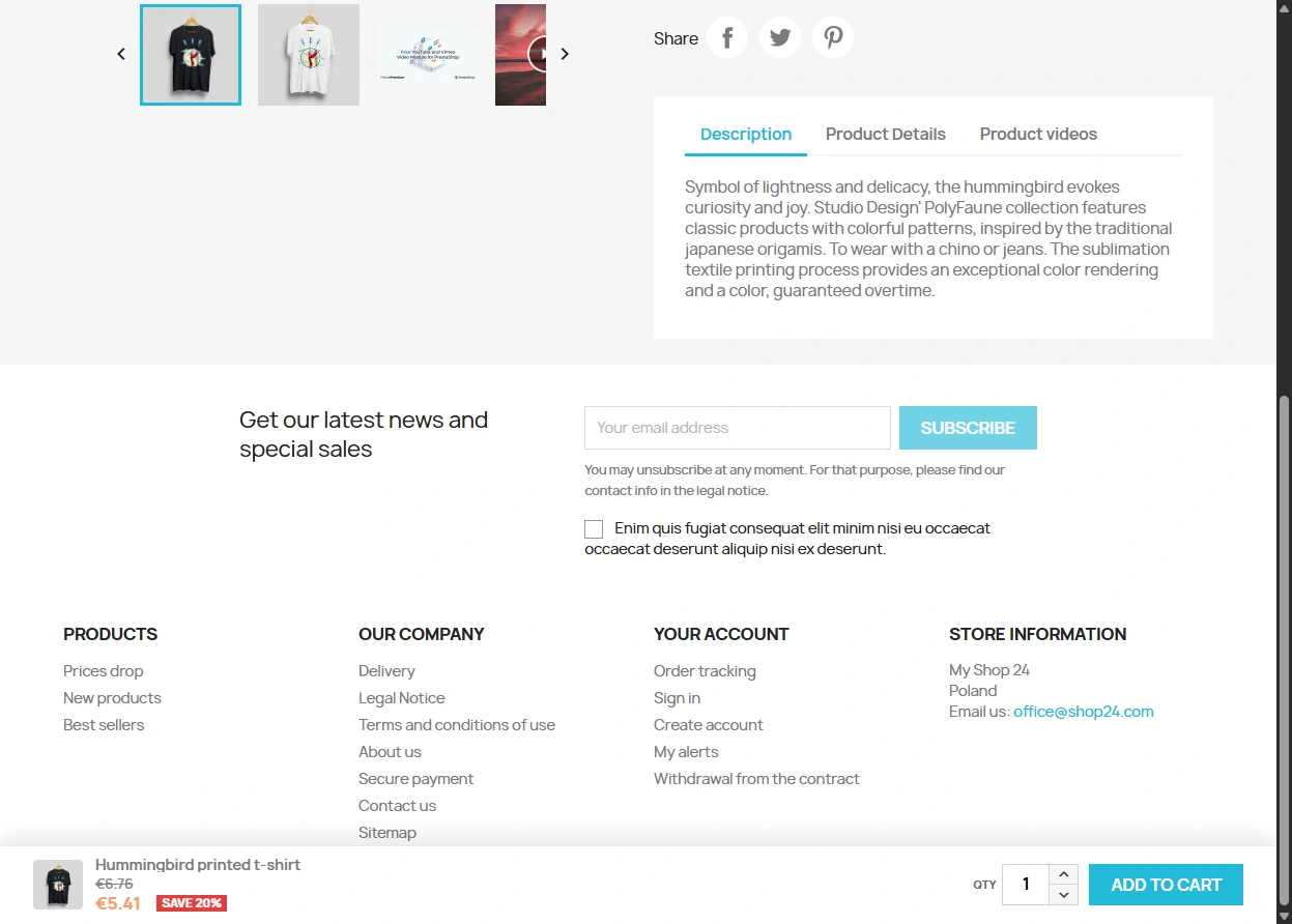 Floating Add to Basket Bar PrestaShop – Sticky Add to Cart Lite
