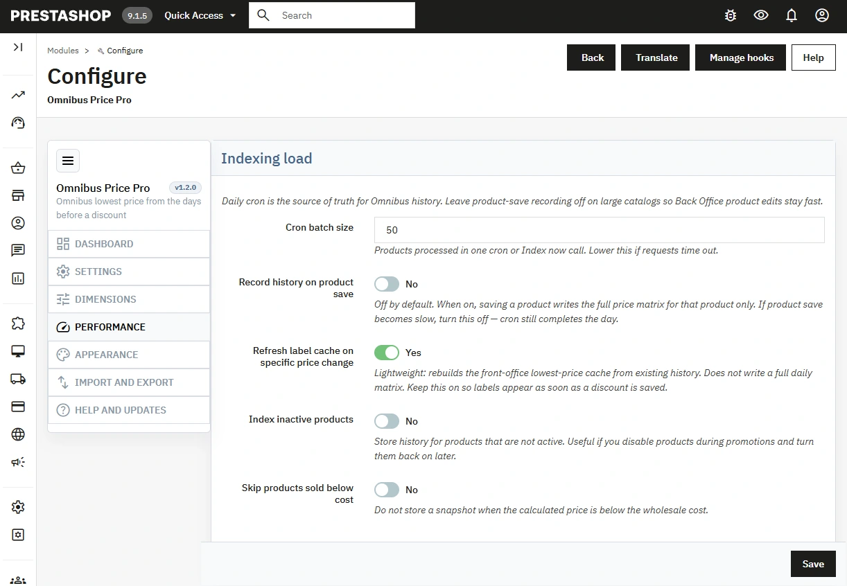 PrestaShop Omnibus Price Pro Module: 30-Day History & Edit