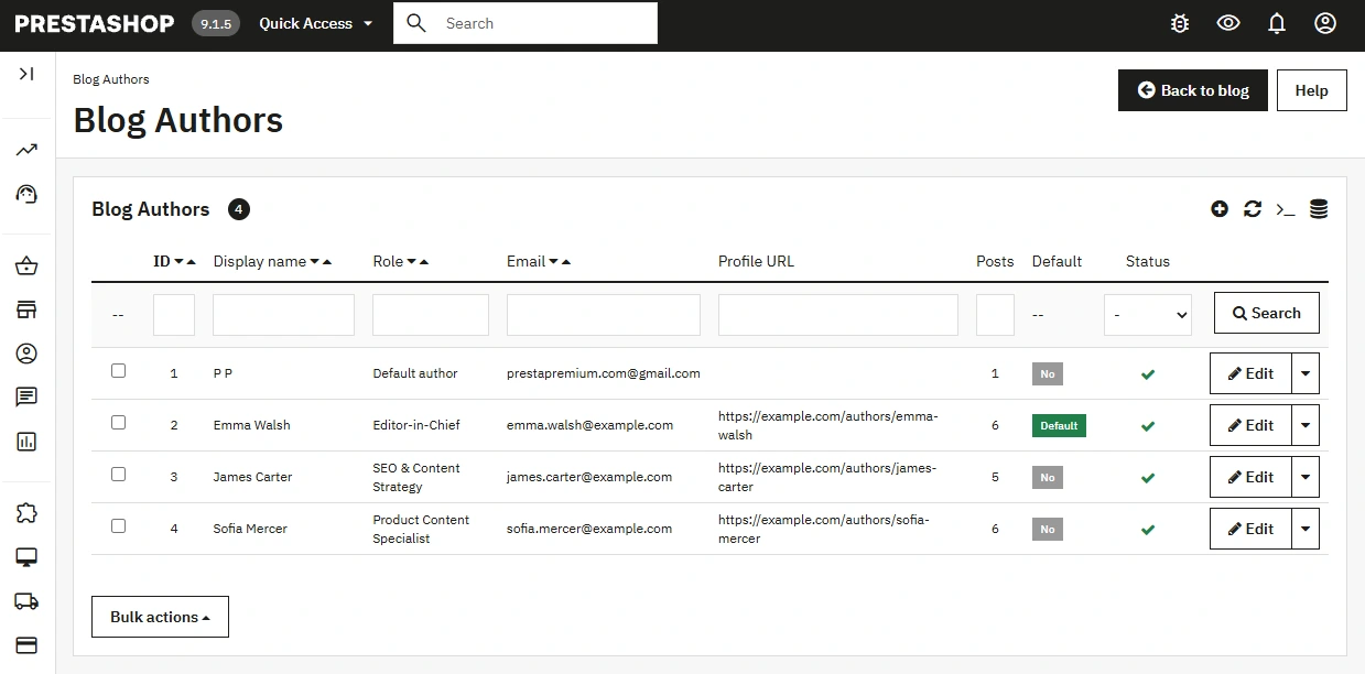 PrestaShop blog module with SEO, FAQ, workflow and comments