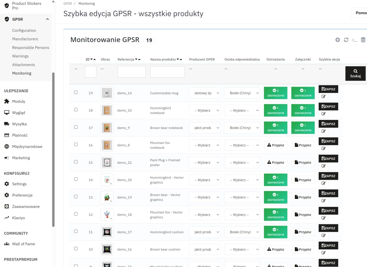 GPSR — moduł zgodności dla PrestaShop